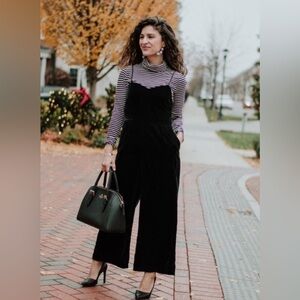 NWOT - J Crew Black Velvet Jumpsuit. Size 00